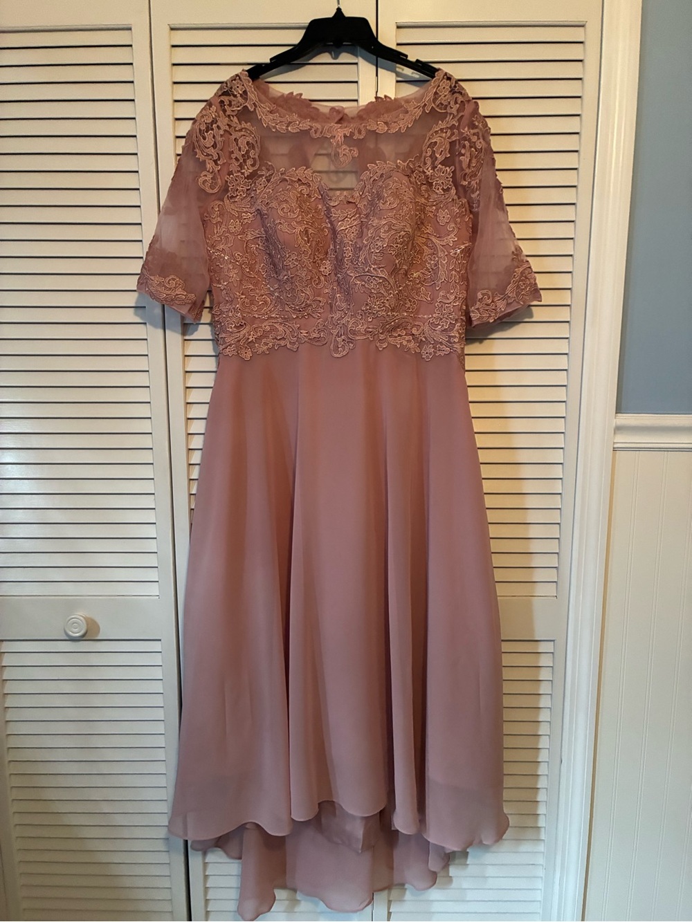 Elegant Dusty Rose Lace A-Line Dress